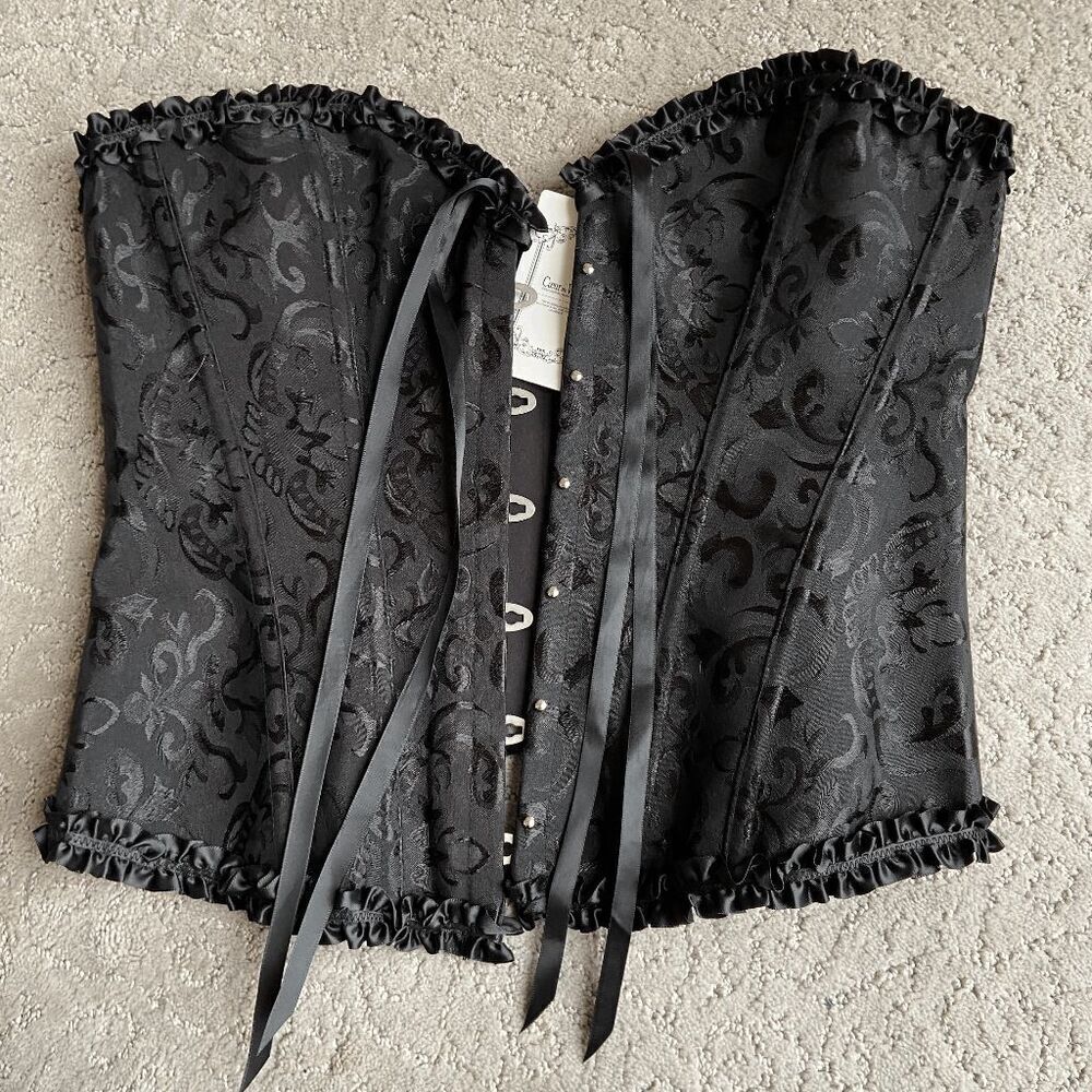 Coeur de Vague Black Brocade Corset SZ M Gothic Burlesque NWT